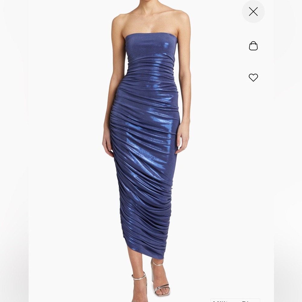 Norma Kamali Diana Metallic Strapless Dress Size Medium